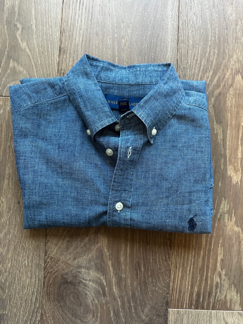 Ralph Lauren Boys Blue Chambray Button-Down Shirt